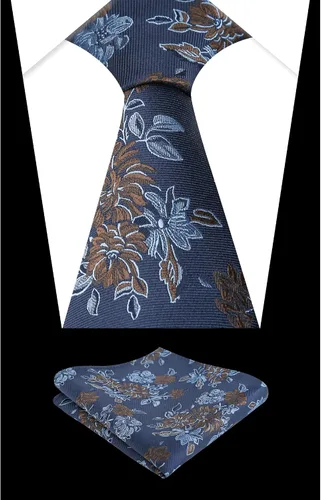 Vista 172 de Alizeal Mens 3.15inches Leaf Flower Pattern Tie with Floral Pocket Square Set