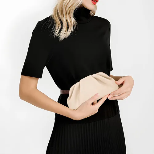 Vista 2 de Bolso de mano para mujer, bolso de noche pequeño con cadena de metal extraíble
