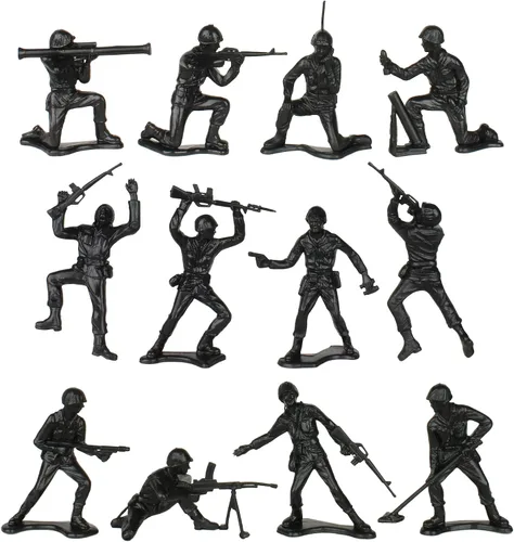 Vista 3 de TimMee Soldados de plástico del ejército - 48 figuras de juguete de soldados negros - Fabricado en EE. UU
