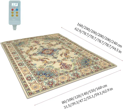 Vista 2 de Large Electric Heated Rug - Graphene Radiant Floor Heater with Adjustable Thermostat, 12-Hour Timer, Removable Washable Heating Pad, Perfect for