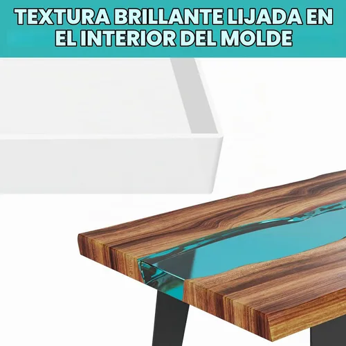 Vista 3 de Sntieecr Moldes de resina rectangular grandes para mesa, 16 x 12 x 2.4 pulgadas, molde de resina de tablero de charcutería, molde de mesa epoxi