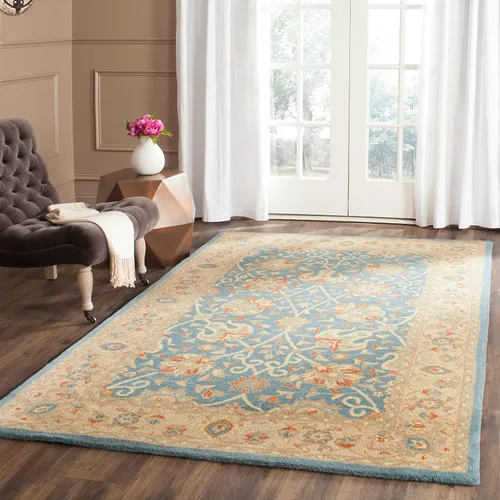 Vista 69 de SAFAVIEH Colección Antigüedades - Alfombra de 6' redonda, marrón y verde, hecha a mano, diseño oriental tradicional de lana, ideal para áreas