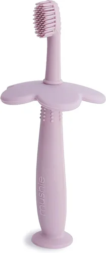 Vista 13 de mushie - Cepillo de dientes para niños pequeños con diseño de flor (rosado)