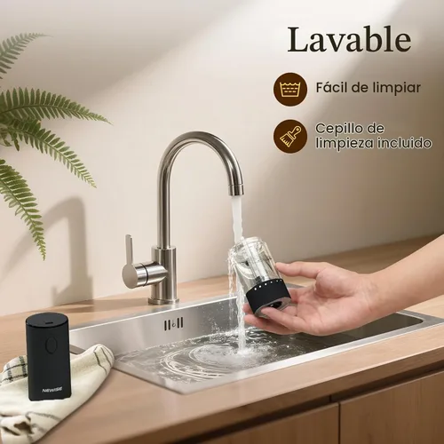 Vista 6 de Newise Juego de molinillo eléctrico de sal y pimienta, recargable con luz LED y ajuste de grosor externo, operación con una sola mano, regalos