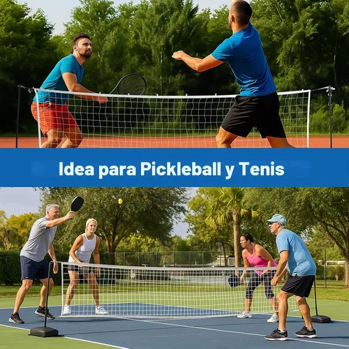 Vista 5 de Juego de red de voleibol de piscina con luces LED, red de voleibol con bases pesadas y longitud ajustable de 15 a 42 pies para piscinas enterradas