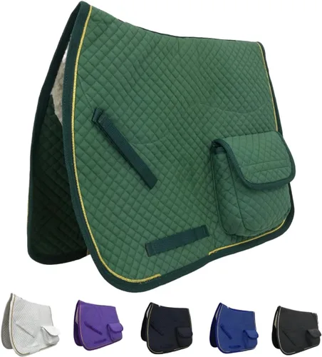 Vista 4 de Derby Originals Dressage and Australian Saddle Pad with Storage Pockets and Half Fleece Lining for Horses Negro
