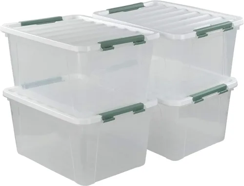 Vista 10 de Cajas de almacenamiento transparentes de 14 cuartos de galón con asas, contenedores de plástico con tapas, 6 paquetes