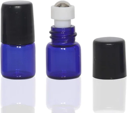 Vista 11 de Botellas enrollables de vidrio esmerilado de 0.3 fl oz, botellas de rodillo de viaje recargables con bolas de acero inoxidable y tapas a prueba