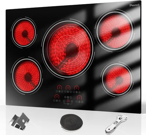 Vista 15 de Placa eléctrica de 2 quemadores con mango de 110 V, 2000 W Shard Power 24 Inch Ceramic Stove Top Countertop Burner, Knob and Touch Control with