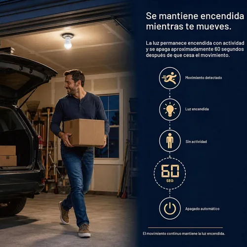 Vista 5 de SINCELIGHT - Bombilla LED con sensor de movimiento de 10 W con base E26, activada por movimiento PIR en la oscuridad, encendido/apagado automático 5