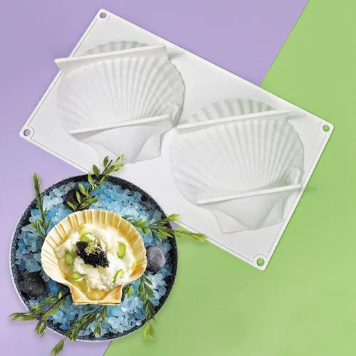 Vista 7 de mostsom Molde de silicona para hornear Big Sea Shell para hornear 3D Bakeware Molde de chocolate Molde de magdalenas Pan Pastel DIY Muffin
