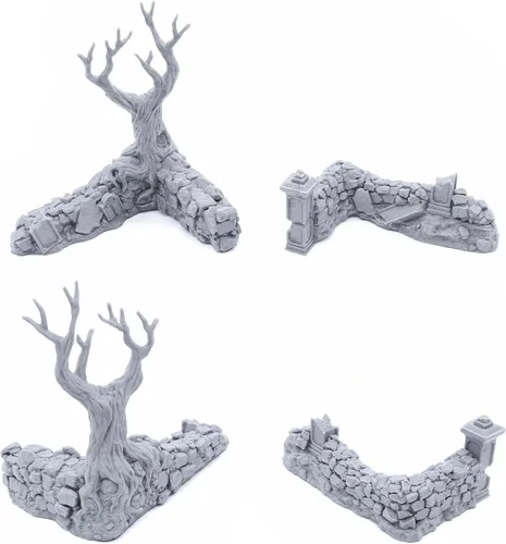 Vista 8 de EnderToys Paredes de cementerio sagrado por escenario imprimible, paisajes RPG de mesa impresos en 3D y terreno de juegos de guerra en miniatura