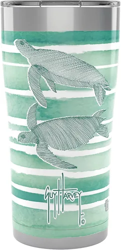 Vista 12 de Tervis Traveler Guy Harvey Freeswim Turtle - Vaso aislado de triple pared para viaje mantiene las bebidas frías y calientes, 20 onzas, acero Acero