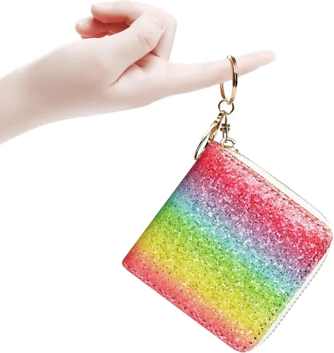 Vista 40 de GEEAD - Monedero pequeño con purpurina para mujer o niña, con anillo para llavero