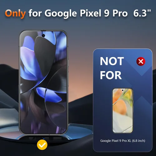 Vista 2 de [Paquete de 2+2] Protector de pantalla de privacidad mate de 4 vías de 360° para Google Pixel 9 Pro con protector de lente de cámara, compatible