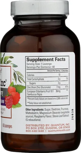 Vista 6 de Quantum Health TheraZinc Pastillas de saúco, hechas con gluconato de zinc para apoyo inmunológico, 60