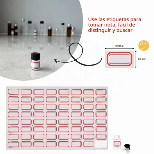 Vista 6 de viales de vidrio transparente de 2 ml con tapas de rosca y tapones de plástico, vial pequeño de muestra de líquido de 1/2 dracma, vial a prueba