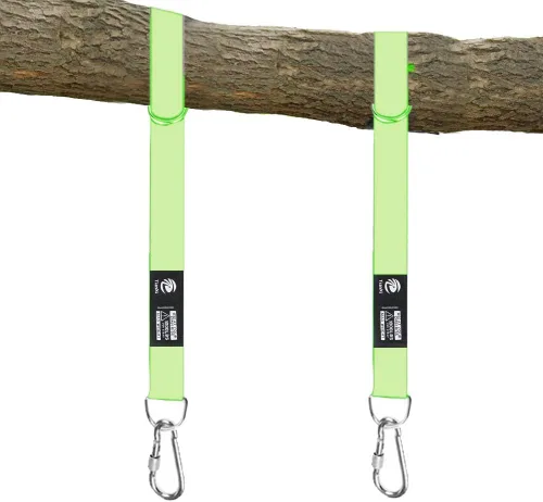 Vista 8 de Juego de accesorios de suspensión para árbol de 152.5 cm (4.9 pies), soporta 998 kg (2200 libras) con mosquetones de acero inoxidable, de fácil Negro