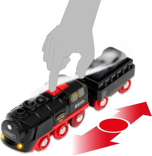 Vista 4 de BRIO World - Tren de Vapor Navideño - Tren Operado a Batería - Motor de Vapor Motorizado de 27 Piezas para Pista de Madera con Luces y Vapor Apto