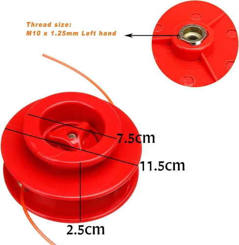 Vista 2 de Cabezal de recortadora de malas hierbas, hilo de alimentación, cortador de cepillo para SRM Strimmer y corte universal de eje recto con M10 x 0.049