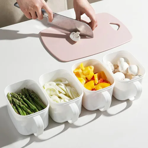 Vista 4 de Hemoton Contenedores de almacenamiento de plástico blanco para refrigerador con asa, contenedor de almacenamiento de alimentos, caja Bento