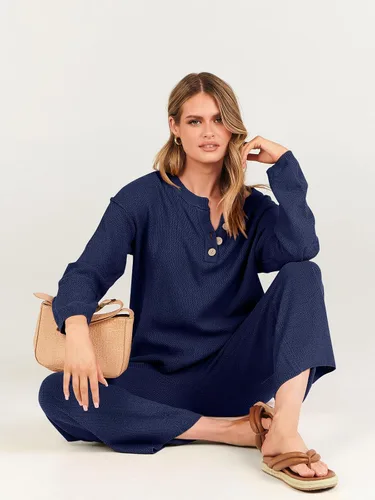 Vista 8 de ANRABESS Conjunto de 2 piezas para mujer, conjunto de suéter holgado holgado de punto de gran tamaño, conjunto de ropa de descanso a juego de moda