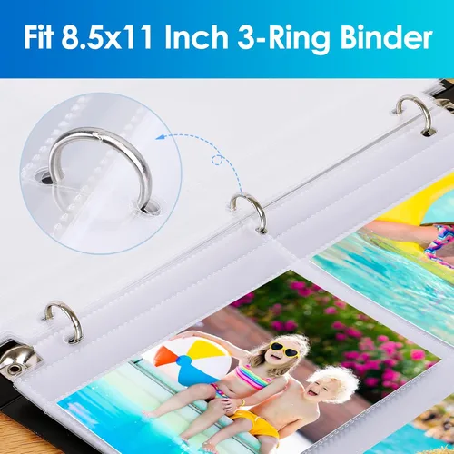 Vista 6 de MaxGear Paquete de 30 fundas de fotos de 3.5 x 5 para carpeta de 3 anillos (240 imágenes), protectores de páginas de archivo de alta resistencia