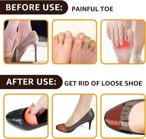 Vista 4 de Dr. Shoesert Rellenos de zapatos – Cojines de dedo del pie ajustan el tamaño del zapato, plantillas de tamaño medio para tacones altos, vestidos