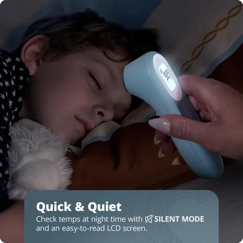Vista 5 de Greater Goods Termómetro digital infrarrojo sin contacto para adultos, niños y bebés, termómetro de frente con agarre ergonómico, alarma de fiebre