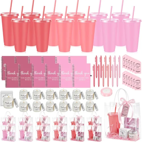 Vista 10 de Nuogo - Juego de 2 premios de ducha para padres para adultos, regalo de despedida de soltera, vaso de plástico, cuaderno con vela perfumada, bolsa