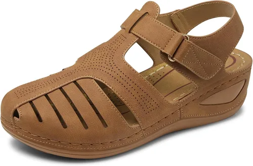 Vista 7 de SHIBEVER Sandalias de cuña para mujer Verano: zapatos elegantes con 16 Azul