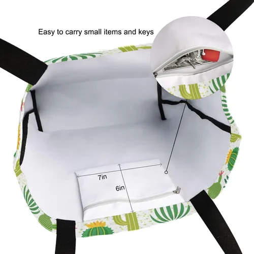 Vista 6 de SUABO Bolsa de asas de cocina reutilizable para comestibles, bolsa de compras de lona para exteriores Cactus