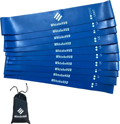 Vista 6 de Bandas elásticas de resistencia para ejercicio, paquete de 5/10, bandas elásticas de 10/12 pulgadas para entrenar con bolsa de transporte, bandas