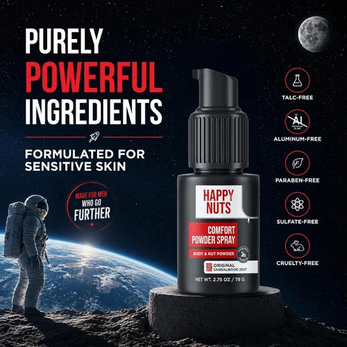 Vista 8 de Happy Nuts Comfort - Desodorante en aerosol en polvo para hombres: defensa del sudor antirozaduras, control de olor, sin aluminio, regalo perfecto