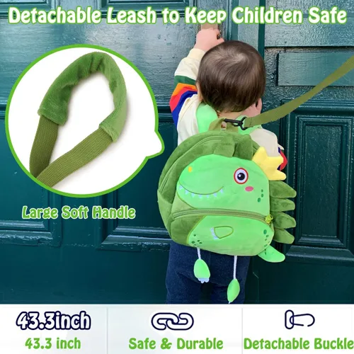 Vista 2 de Mochila pequeña de felpa con correa para el pecho para niños pequeños y niñas con correa para el pecho