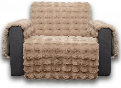 Vista 8 de Funda de felpa y mullida para sofá, de piel sintética, resistente al agua, protector antideslizante de muebles para niños, perros y gatos