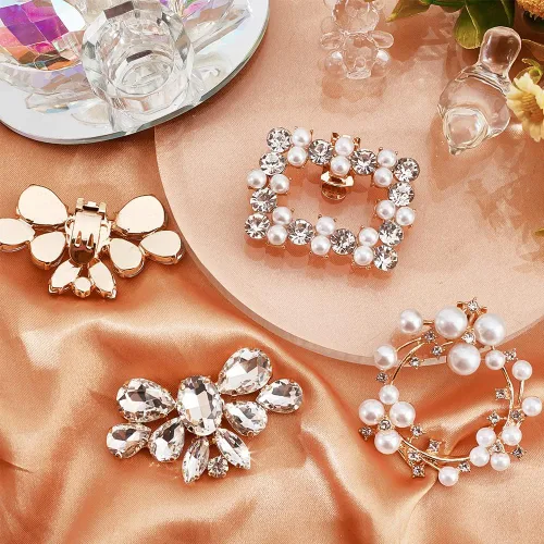 Vista 5 de PH PandaHall Clips de zapatos de boda de diamantes de imitación Hebillas de zapatos de cristal de ala Clips de zapatos de metal Broches de zapatos