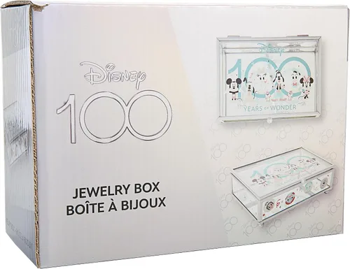 Vista 6 de Disney Joyero de 100 aniversario Con licencia oficial D100 bonita caja de joyería de cristal de celebración Celebrando 100 años de maravilla