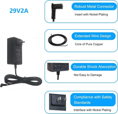 Vista 5 de HUZUM Fuente de alimentación reclinable enchufable de pared, transformador de fuente de alimentación conmutada de 29 V 2 A CA/CC compatible
