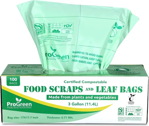 Vista 6 de Bolsas de compostaje de 33 galones, bolsas de basura compostables, extra gruesas de 1.1 mil, bolsas de compost para cocina, bolsas de basura