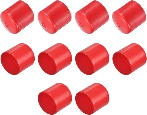 Vista 172 de uxcell 10 tapas de goma para extremos de 0.591 in de identificación, tapa de extremo redondo, protectores de rosca de tornillo, color negro