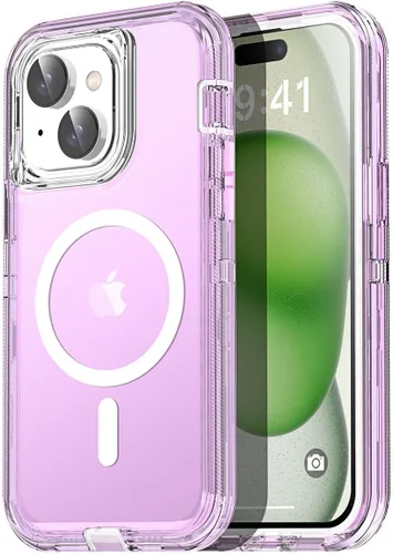 Vista 15 de AICase Funda transparente para iPhone 16e/13/iPhone 14, compatible con MagSafe 3 en 1, resistente protección contra caídas, cuerpo completo, a