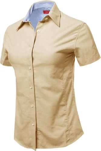 Vista 2 de A2Y Camisa básica duradera de manga corta con botones para mujer