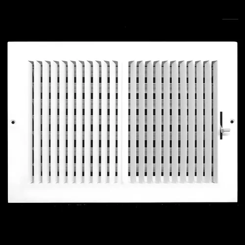 Vista 9 de Rejilla de suministro de aire vertical de 2 vías de 30,5 cm x 20 cm - Tapa de ventilación y difusor - Cara plana estampada - Blanco.