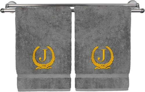 Vista 73 de Toalla de mano con monograma, regalo personalizado, 16 x 30 pulgadas, letra blanca bordada con diseño de corona en toalla negra, extra absorbente
