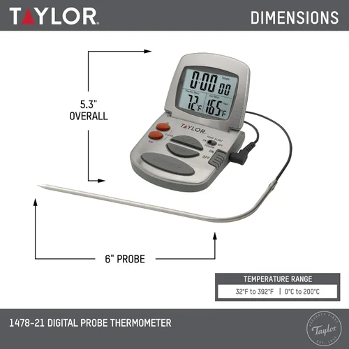 Vista 3 de Termómetro digital de cocina Taylor Precision Products, con sonda y temporizador