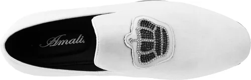 Vista 4 de Amali Crown Zapatos de terciopelo para hombre con pieza de corona de joyería Zapatos de vestir para hombre Mocasines formales de terciopelo