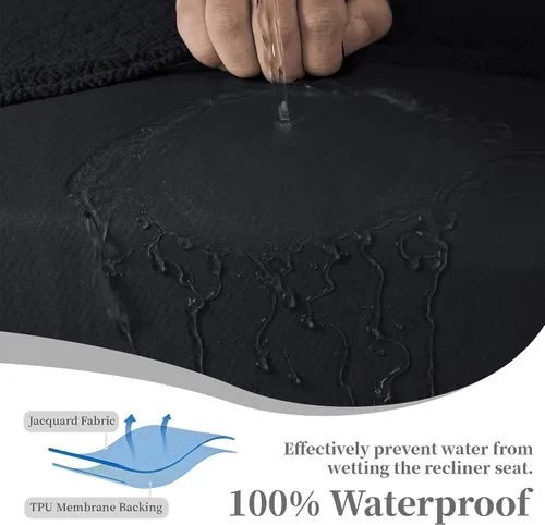 Vista 4 de Fundas de sofá reclinable seccional 100% impermeables para sofá reclinable en forma de L, funda de sofá modular de esquina en forma de L, fundas