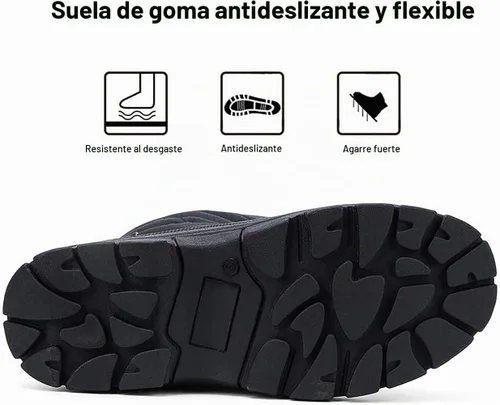 Vista 4 de ALEADER Botas impermeables y aisladas para nieve para hombre Botas de invierno con caparazón cálido y cómodo para exterior Negro/hebilla