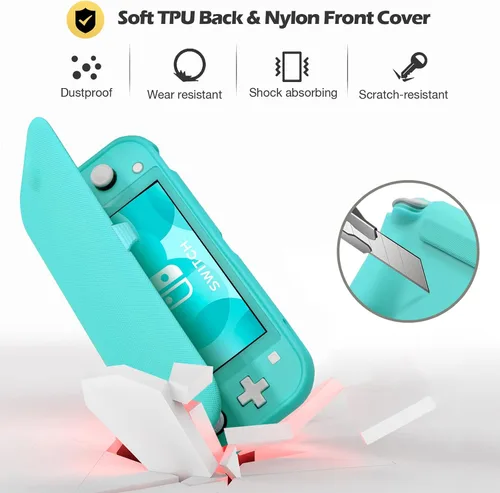 Vista 3 de ProCase Funda abatible para Nintendo Switch Lite con 2 protectores de pantalla de vidrio templado, funda protectora delgada con cubierta frontal